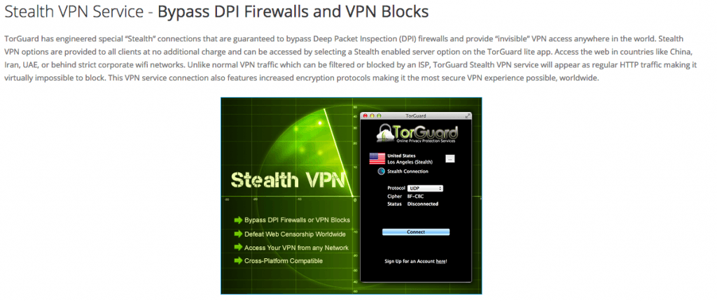 Protocole vpn Stealth du fournisseur de vpn Torguard