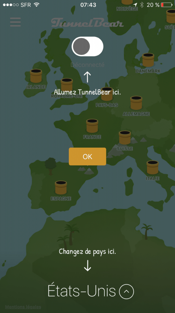 Application Tunnelbear pour IOS