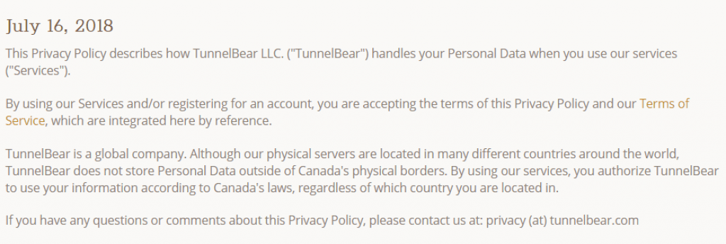 privacy tunnelbear