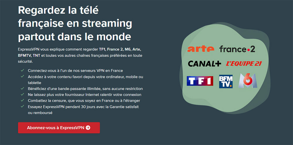 Déblocage TV française ExpressVPN