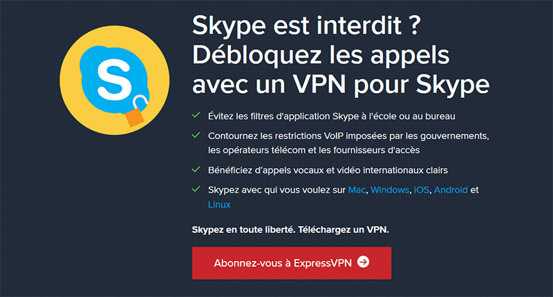 Skype avec ExpressVPN