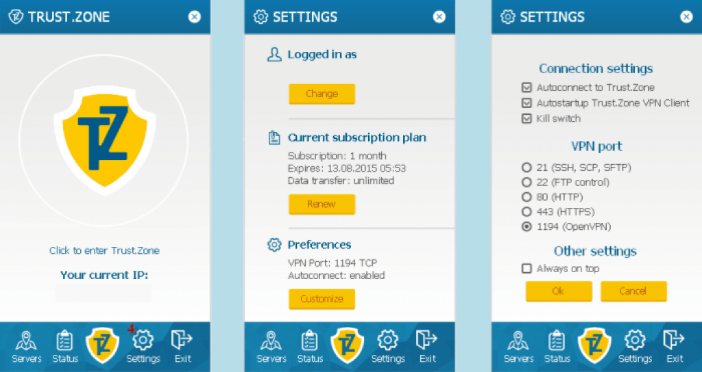 mobil app trust zone