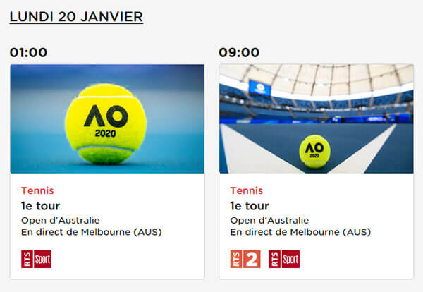 Programme diffusion Open Australie