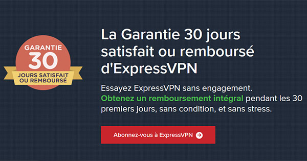 Garantie satisfait remboursé ExpressVPN