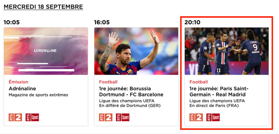 Chaine qui diffuse PSG Real Madrid