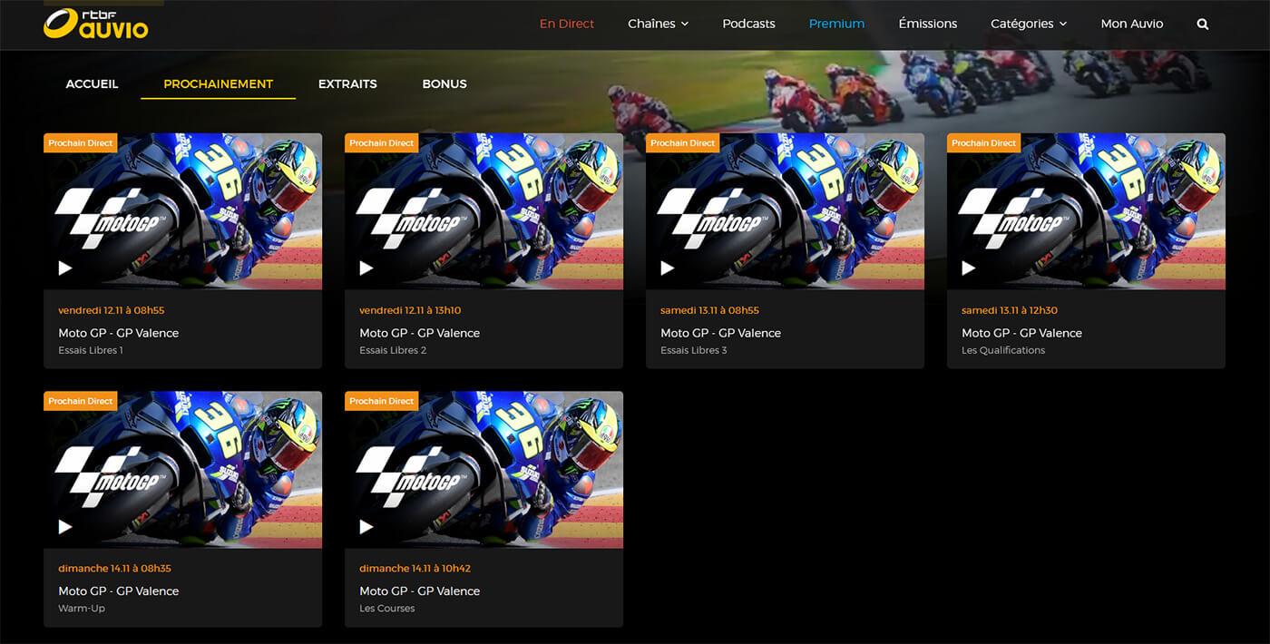 Programme TV MotoGP GP Valence